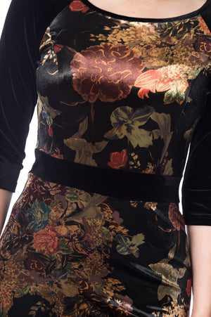 Velvet Dreams Floral Dress-Banned-Dark Fashion Clothing