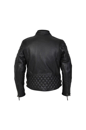 Venturi Men’s Black Leather Motorcycle Jacket-Skintan Leather-Dark Fashion Clothing