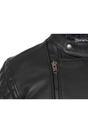 Venturi Men’s Black Leather Motorcycle Jacket-Skintan Leather-Dark Fashion Clothing