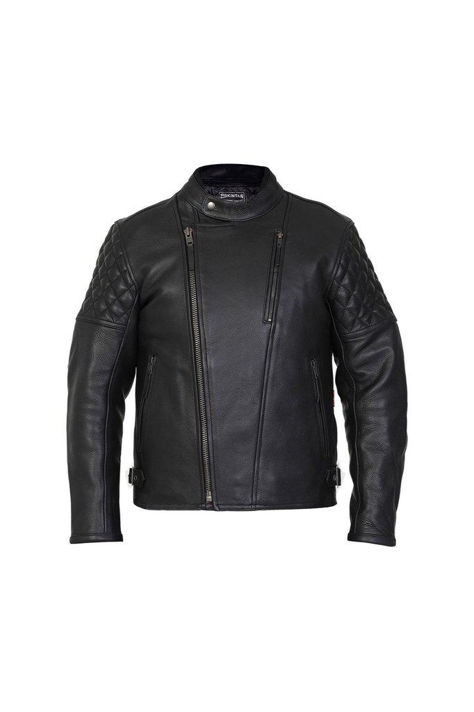 Venturi Men’s Black Leather Motorcycle Jacket-Skintan Leather-Dark Fashion Clothing