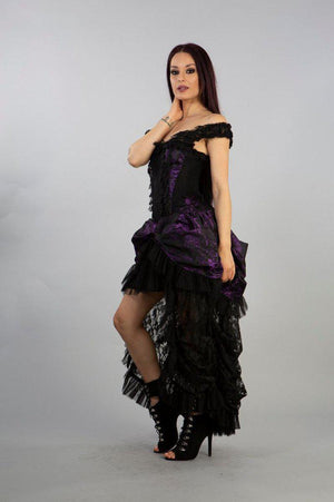 Versailles Corset Dress King Brocade With Black Lace-Burleska-Dark Fashion Clothing