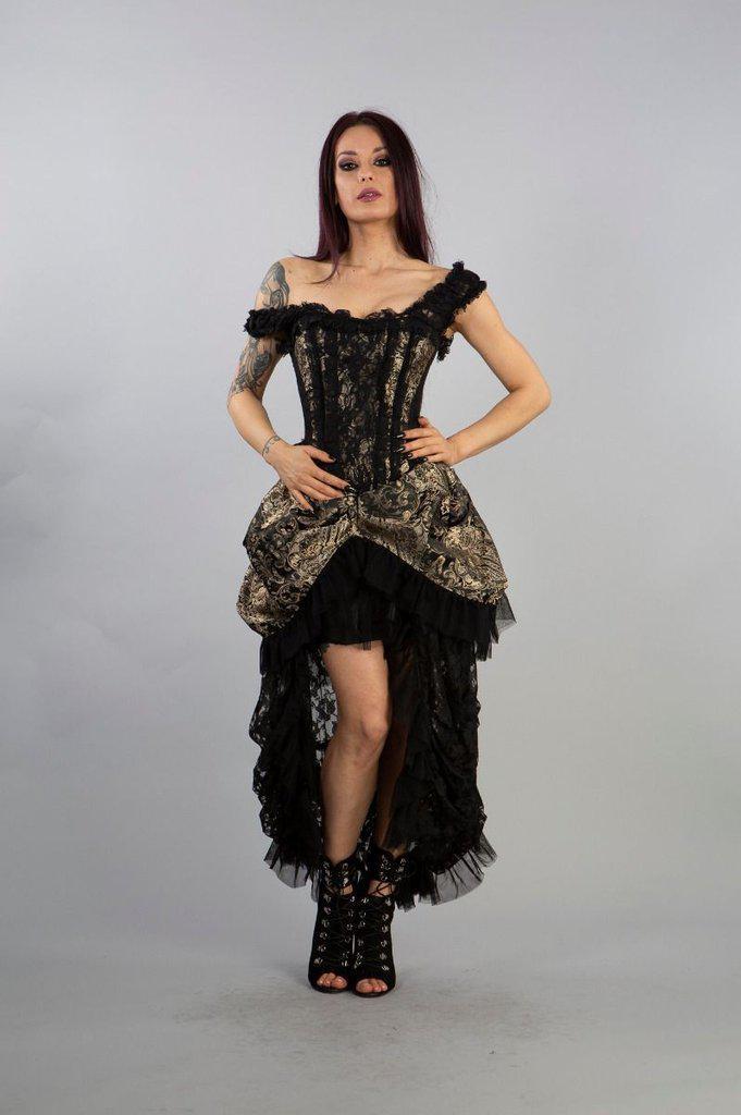 Versailles Corset Dress King Brocade With Black Lace-Burleska-Dark Fashion Clothing