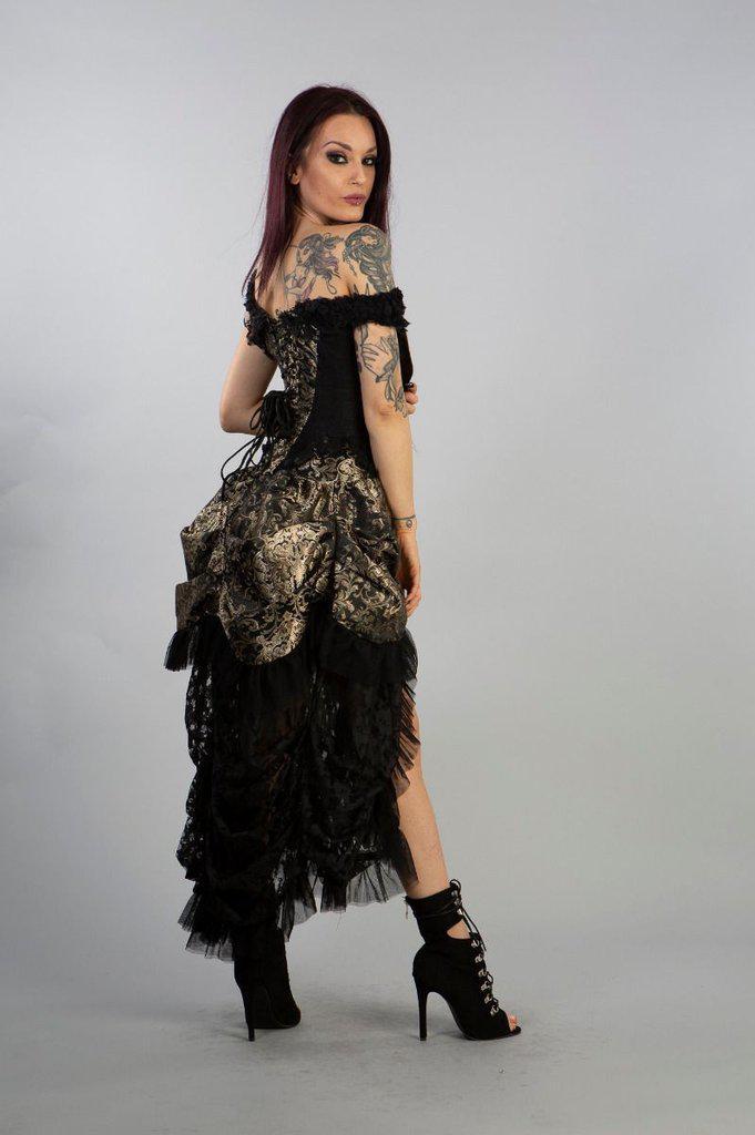 Versailles Corset Dress King Brocade With Black Lace-Burleska-Dark Fashion Clothing