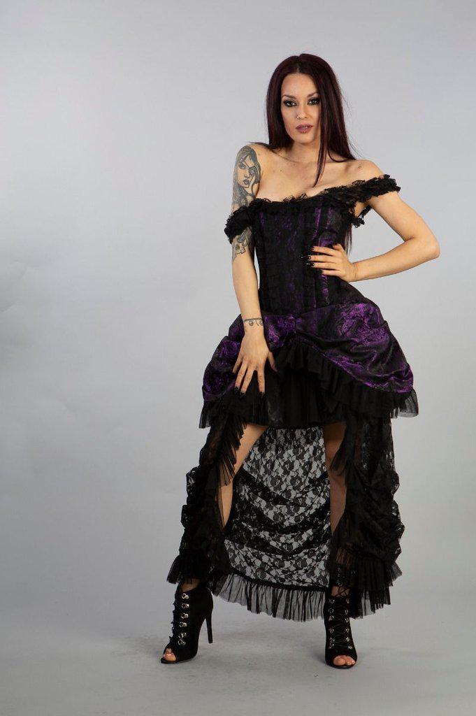 Versailles Corset Dress King Brocade With Black Lace-Burleska-Dark Fashion Clothing