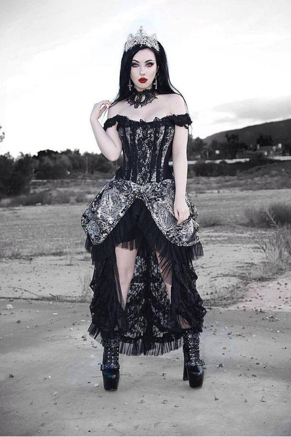 Versailles Corset Dress Silver King Brocade - Burleska