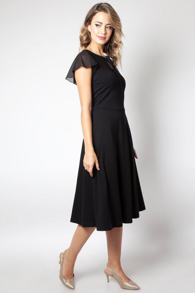 Victoria Flutter Sleeve Dress by Voodoo Vixen - Dark Fashion Clothing