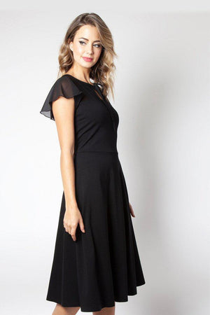 Victoria Flutter Sleeve Dress-Voodoo Vixen-Dark Fashion Clothing
