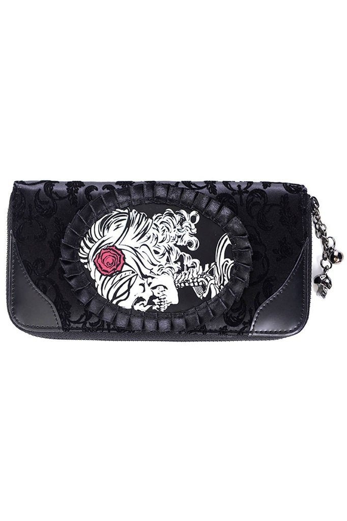 Vine Black Cameo Lady Lace Wallet-Banned-Dark Fashion Clothing