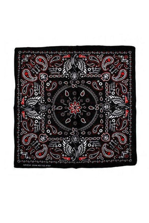 Vintage Skulls and Wings Black Cotton Bandana - Keanu-Dr Faust-Dark Fashion Clothing