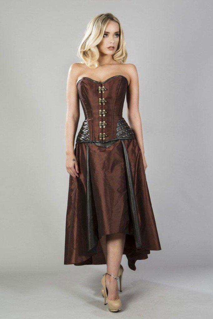 Warrior Overbust Steampunk Corset In Taffeta & Matte Hip Panels