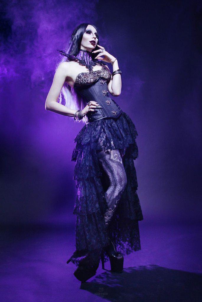 Warrior Underbust Steel Boned Corset In Taffeta With Matte Hip Panels-Burleska-Dark Fashion Clothing