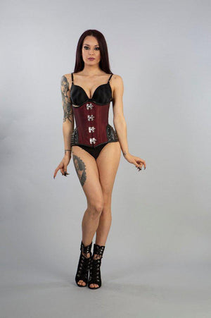 Warrior Underbust Steel Boned Corset In Taffeta With Matte Hip Panels-Burleska-Dark Fashion Clothing