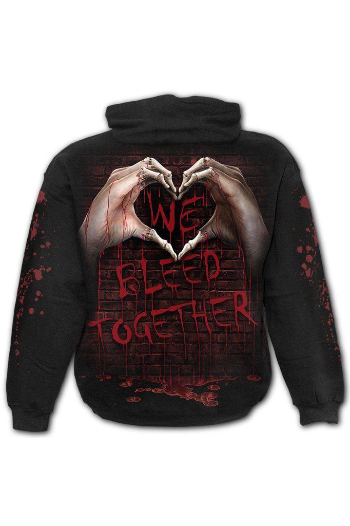 We Bleed Together - Hoody Black-Spiral-Dark Fashion Clothing