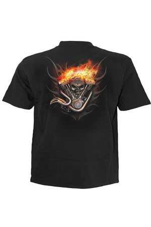 Wheels Of Fire - T-Shirt Black-Spiral-Dark Fashion Clothing