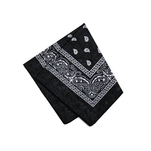 White Design Black Cotton Bandana - Everard-Dr Faust-Dark Fashion Clothing