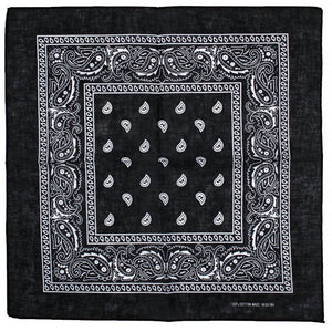 White Design Black Cotton Bandana - Everard-Dr Faust-Dark Fashion Clothing