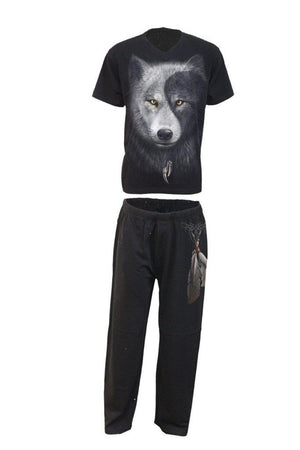 Wolf Chi - 4Pc Mens Gothic Pyjama Set-Spiral-Dark Fashion Clothing