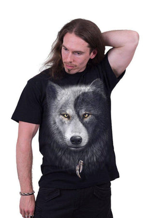Wolf Chi - T-Shirt Black-Spiral-Dark Fashion Clothing