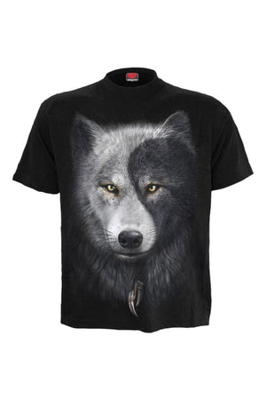 Wolf Chi - T-Shirt Black-Spiral-Dark Fashion Clothing