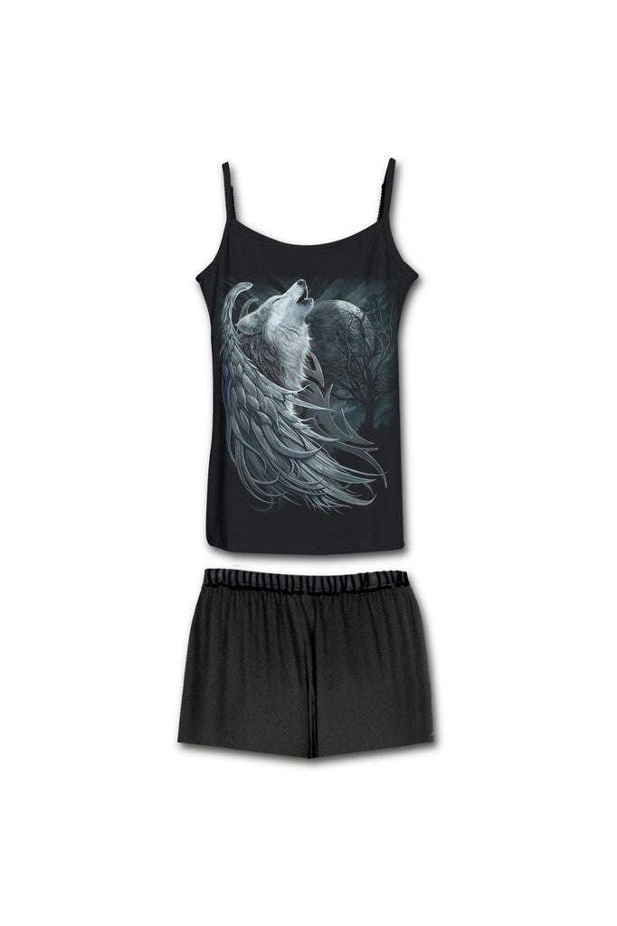 Wolf Spirit - 4Pc Gothic Pyjama Set-Spiral-Dark Fashion Clothing