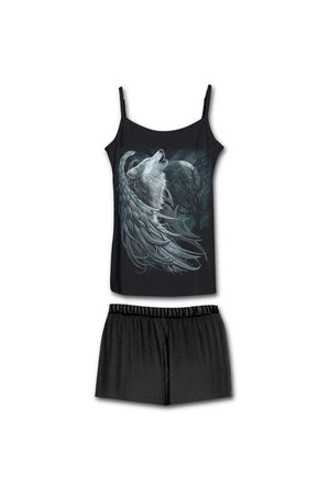 Wolf Spirit - 4Pc Gothic Pyjama Set-Spiral-Dark Fashion Clothing