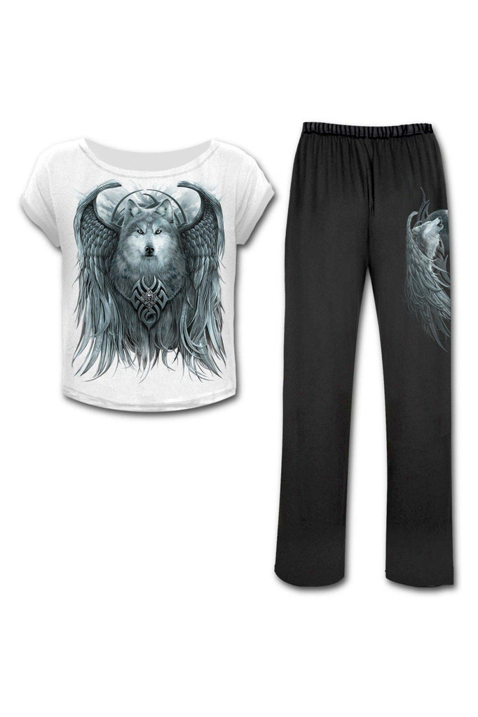 Wolf Spirit - 4Pc Gothic Pyjama Set-Spiral-Dark Fashion Clothing
