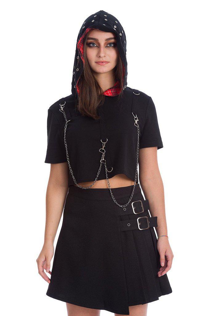 Youth Girl Sleeveless Hoodie-Banned-Dark Fashion Clothing