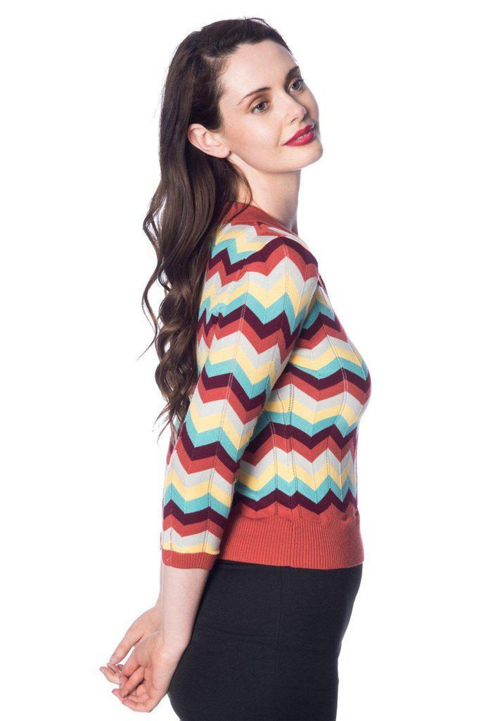 Zoe Zig Zag Collar Top-Banned-Dark Fashion Clothing