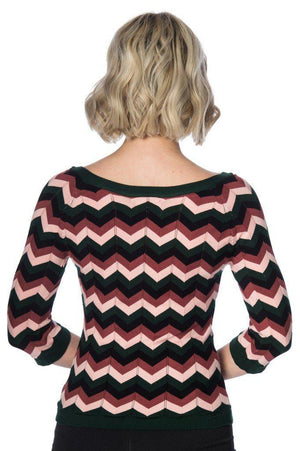 Zoey Zig Zag Bow Front Top-Banned-Dark Fashion Clothing