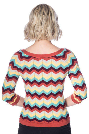 Zoey Zig Zag Bow Front Top-Banned-Dark Fashion Clothing