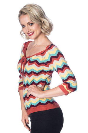 Zoey Zig Zag Bow Front Top-Banned-Dark Fashion Clothing