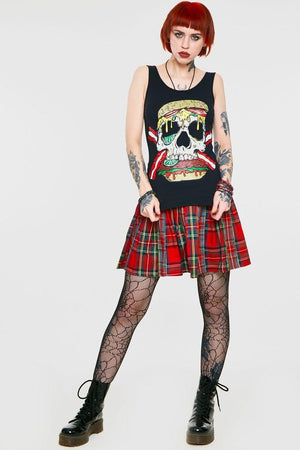 Zombie Skull Burger Tie Back Top-Jawbreaker-Dark Fashion Clothing